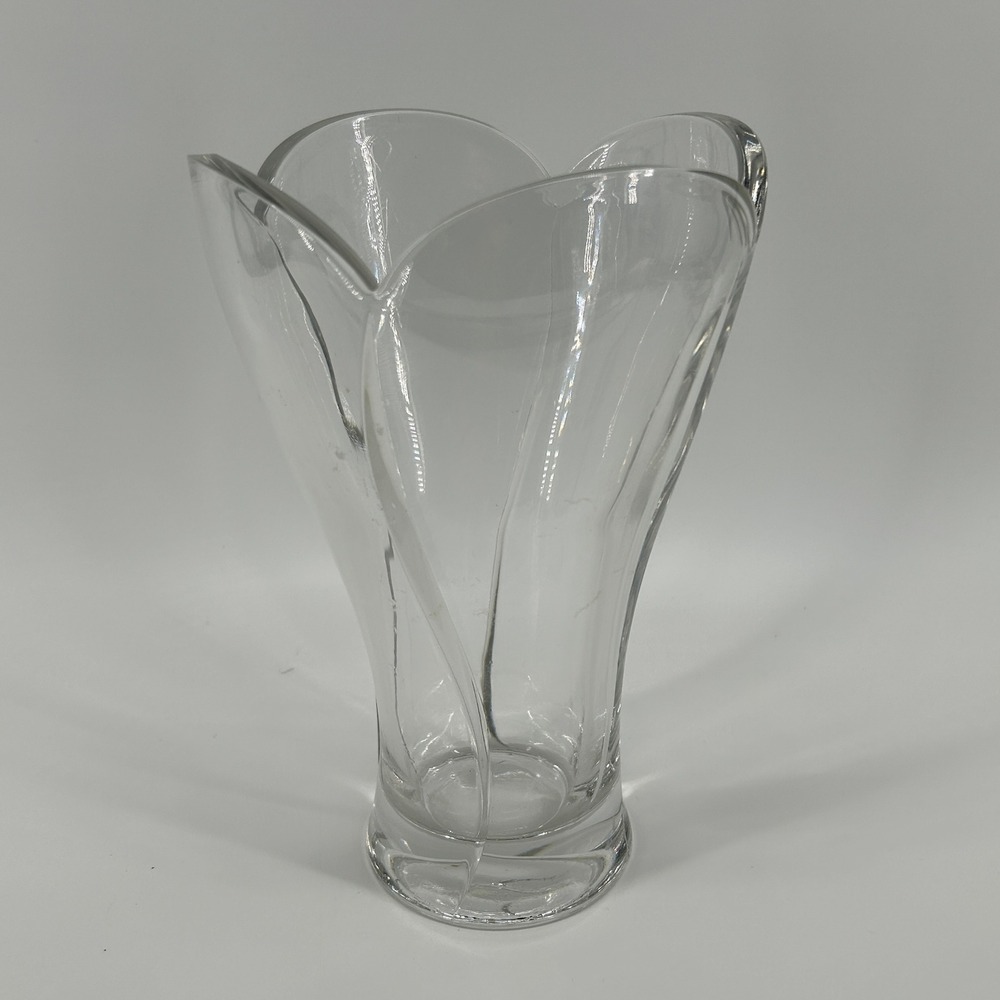 Vintage Nachtmann Calypso Crystal Vase 9.5" Germany Tulip Shape Fluted Design